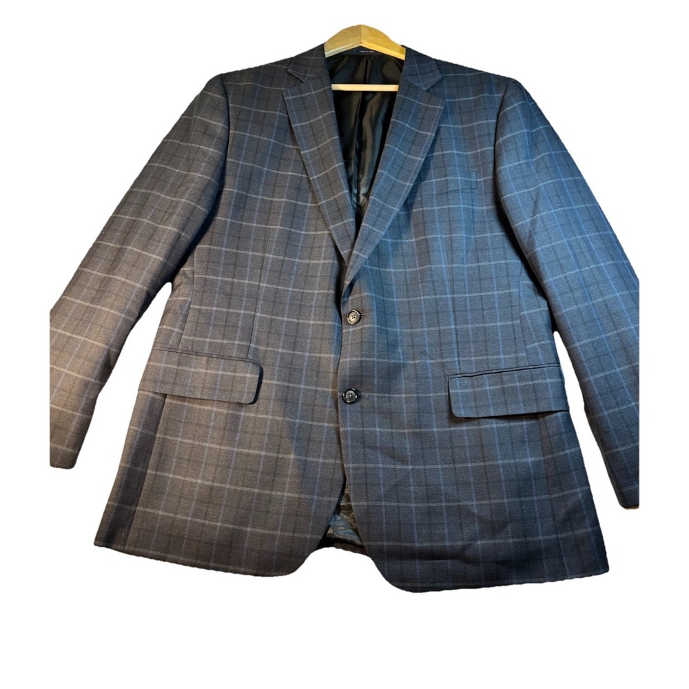 Stafford Travel Mens 44R Plaid 2 Button Blazer Wool Blend Sport Coat‎ Classic